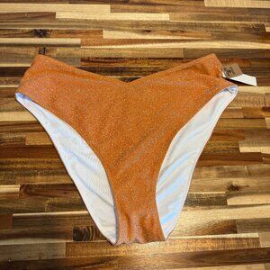 Shimmer High-Waist Cheeky Bikini Bottom (VS/PINK)